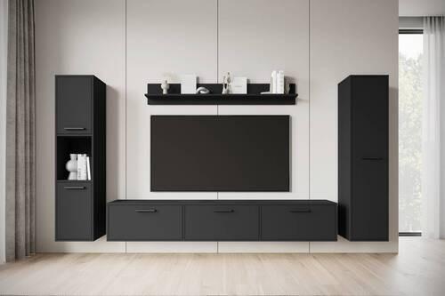 WOHNWAND BOGOTA XL SCHWARZ - Schwarz, Basics, Holzwerkstoff/Kunststoff (240/130/31cm) - MID.YOU