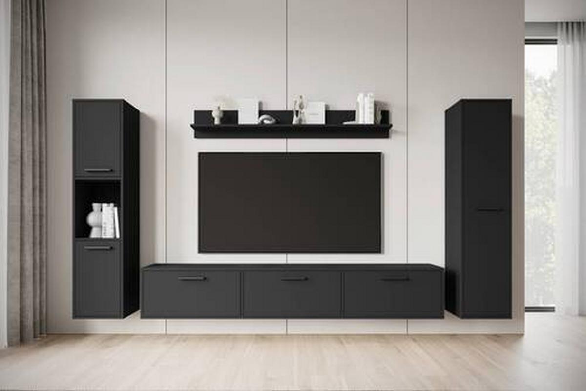 WOHNWAND BOGOTA XL SCHWARZ - Schwarz, Basics, Holzwerkstoff/Kunststoff (240/130/31cm) - MID.YOU