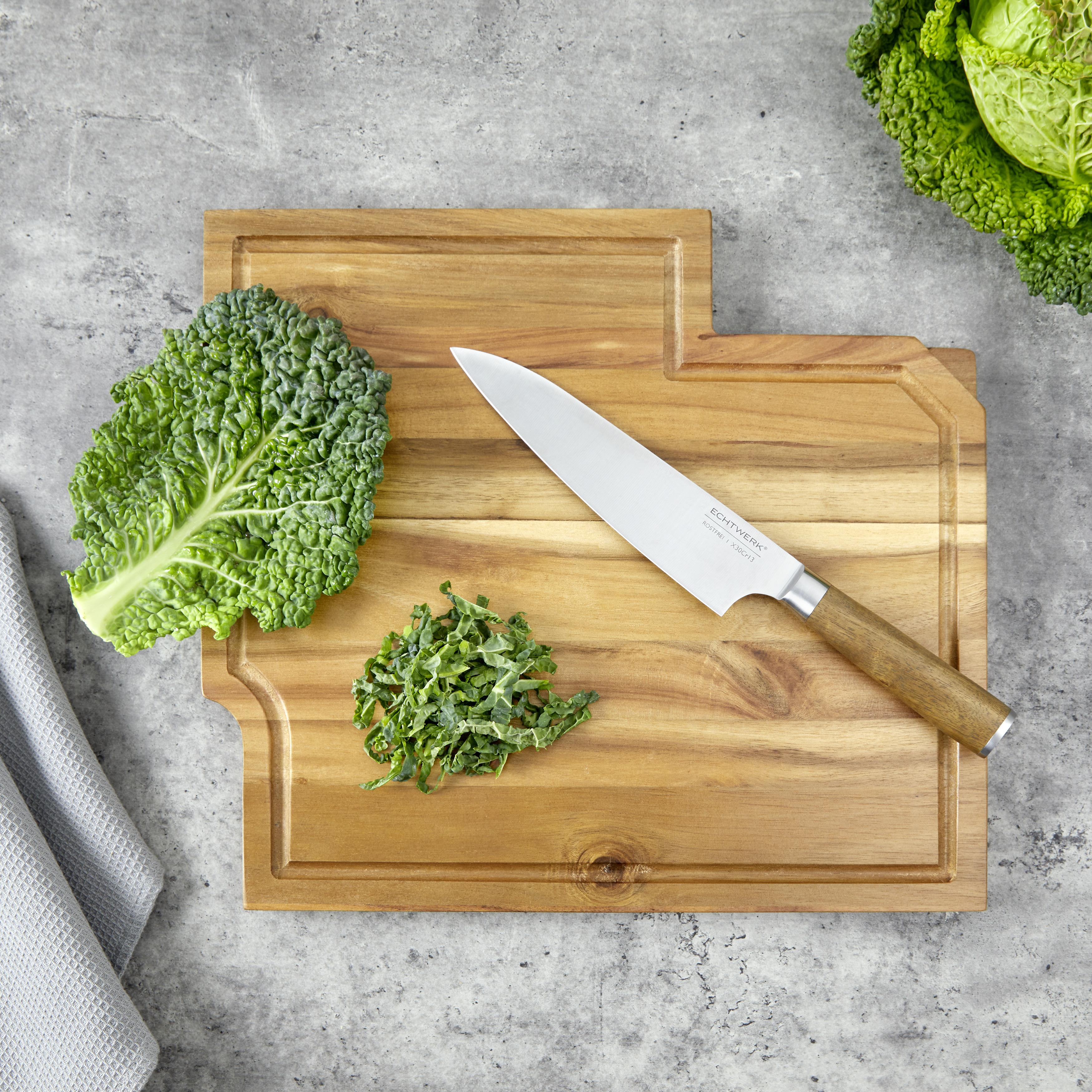 Messerblock Elija aus Akazie, 2-teilig - Braun, Trend, Holz/Metall (35,8/41,5/3,5cm) - Echtwerk