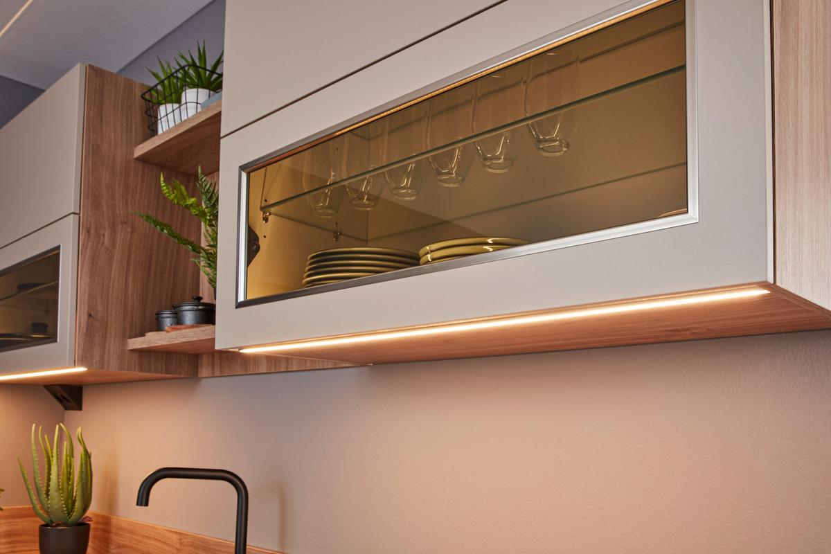 Einbauküche IP1200 Cappucinofarben - Eichefarben/Cappuccino, MODERN, Holzwerkstoff/Metall (270/250cm) - Impuls