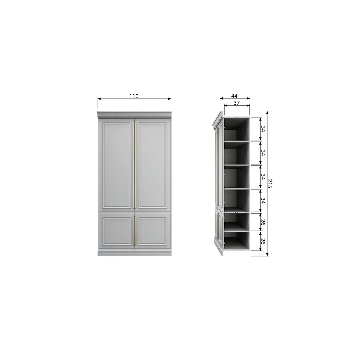 Drehtürenschrank Organize Grau - Roségold/Grau, Basics, Holz/Metall (110/215/44cm) - MID.YOU