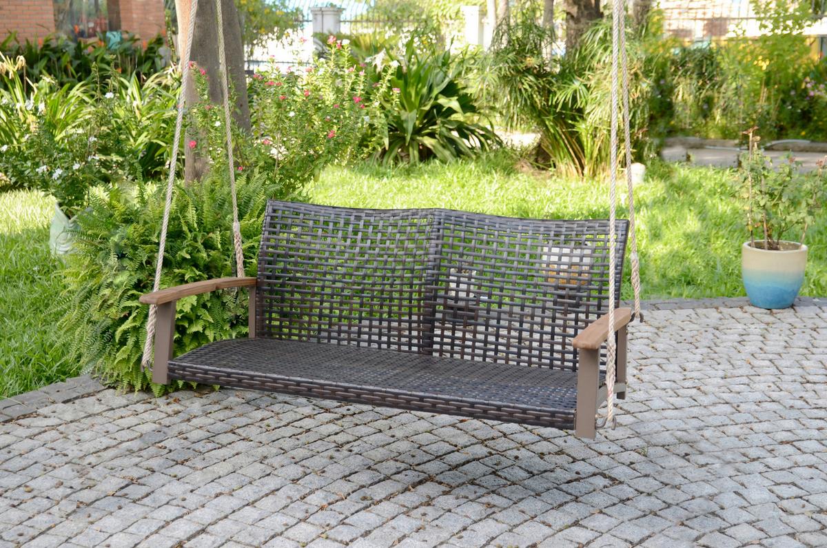 Hängebank Cuneo Grau ca. 120x79x57 cm - Braun/Grau, Basics, Holz/Kunststoff (120/79/57cm) - Gardenson