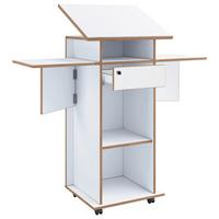 Stoječi Pult Salia M, Bela, Barva Hrasta - bela/medeni hrast, Design, leseni material (123/128/44cm) - MID.YOU