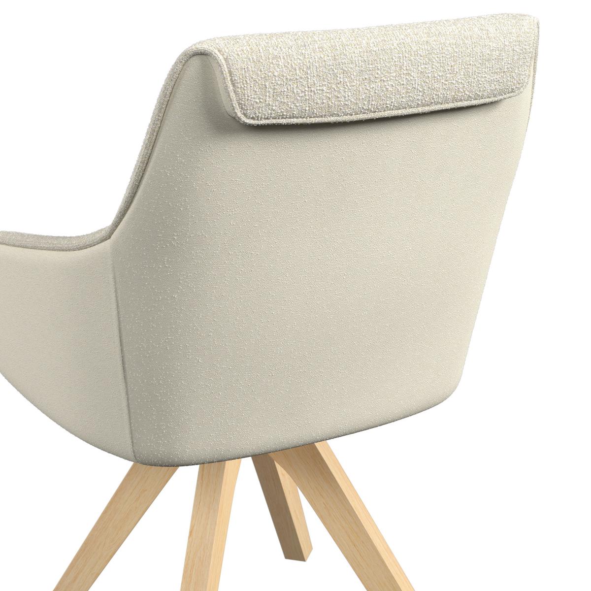 Armlehnstuhl Serena Creme Chenille/Leinenoptik Drehbar - Eichefarben/Creme, MODERN, Holz/Textil (62/86/65cm) - Bessagi Home
