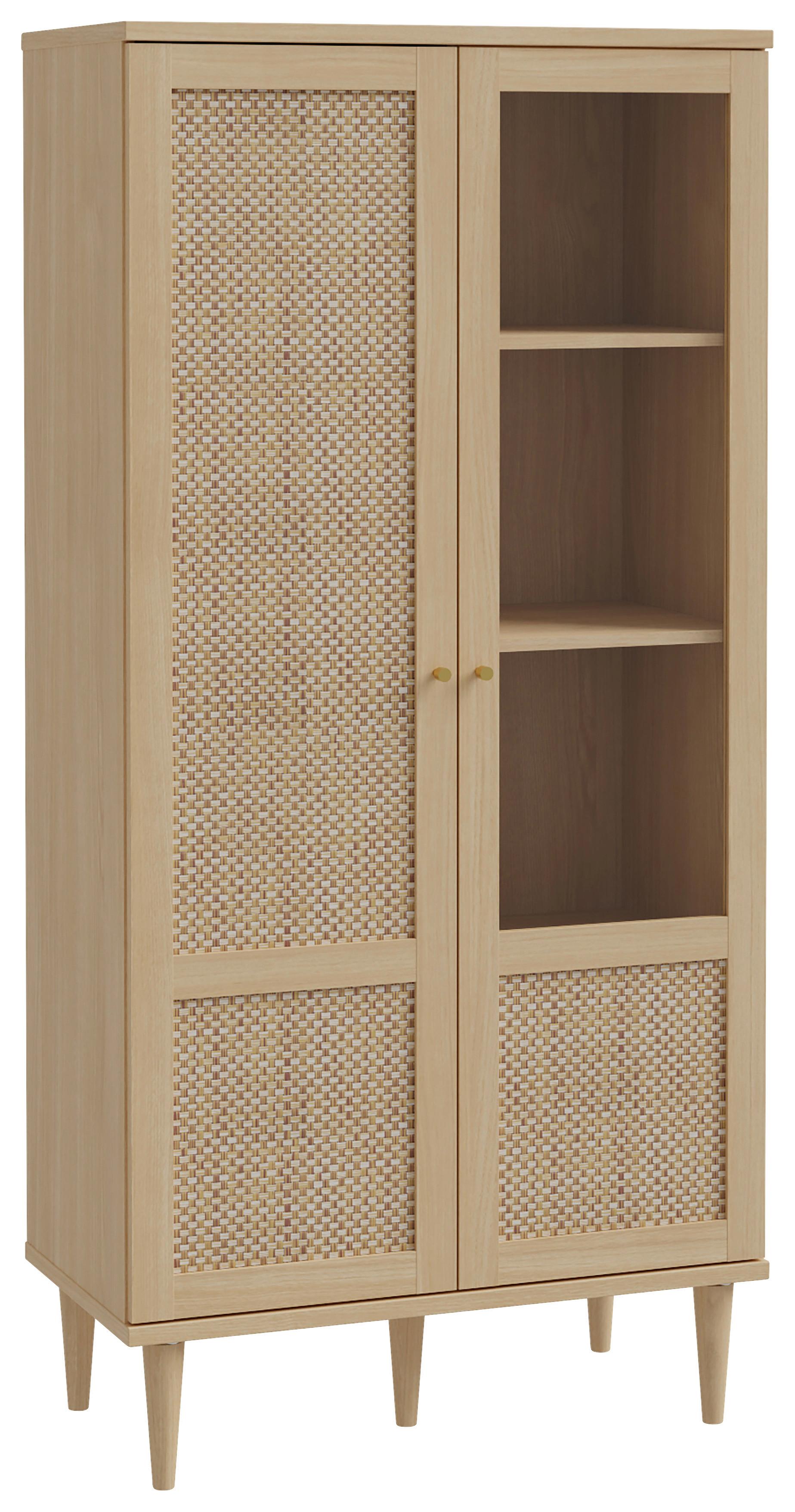 Vitrine Calasetta Eichefarben/Beige - Eichefarben/Beige, Natur, Glas/Holzwerkstoff (80,1/166,6/41,4cm) - Premium Living