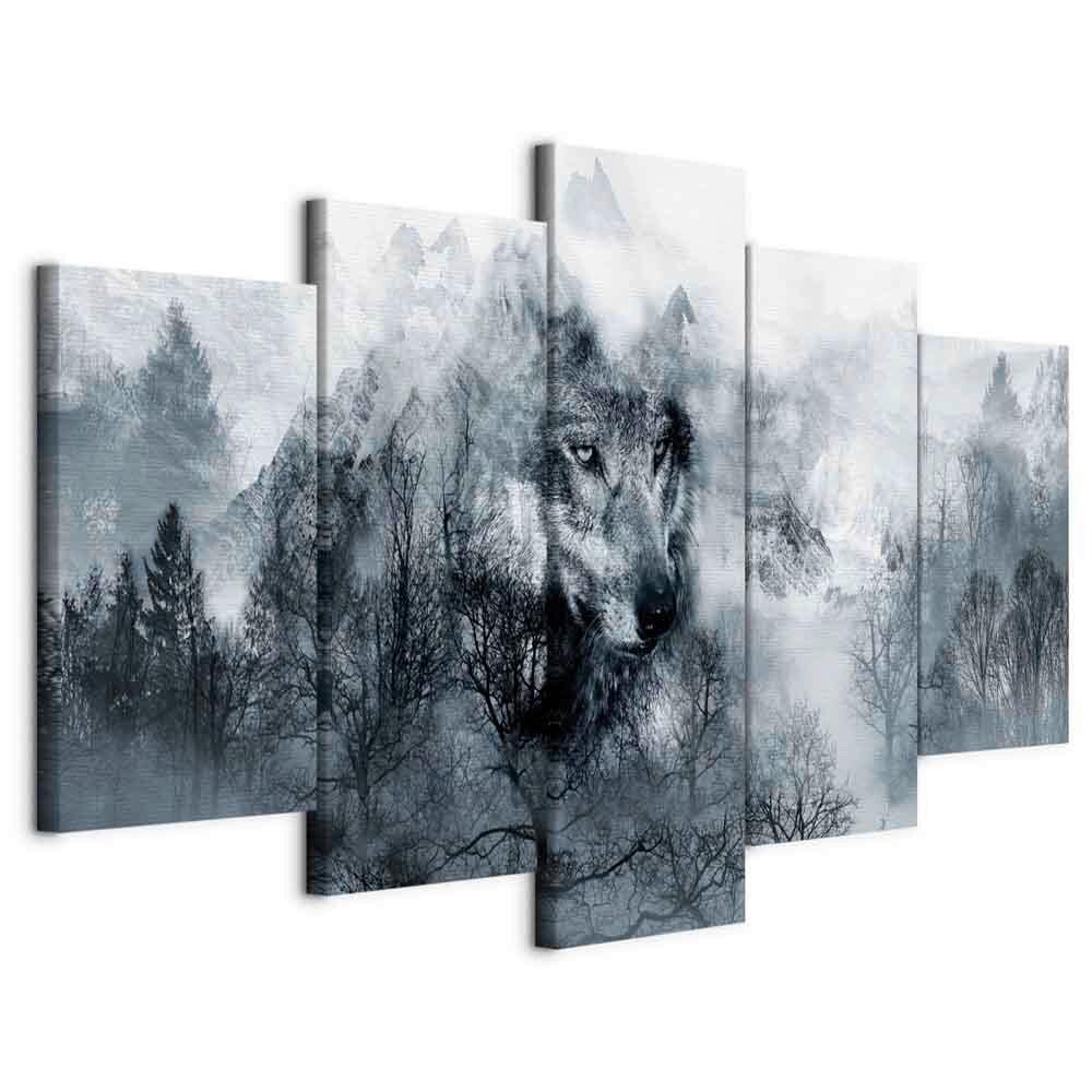 Leinwandbild Mountain Predator Blau/Grau - Blau/Grau, Basics, Holzwerkstoff/Textil (100/50/1.2cm) - artgeist