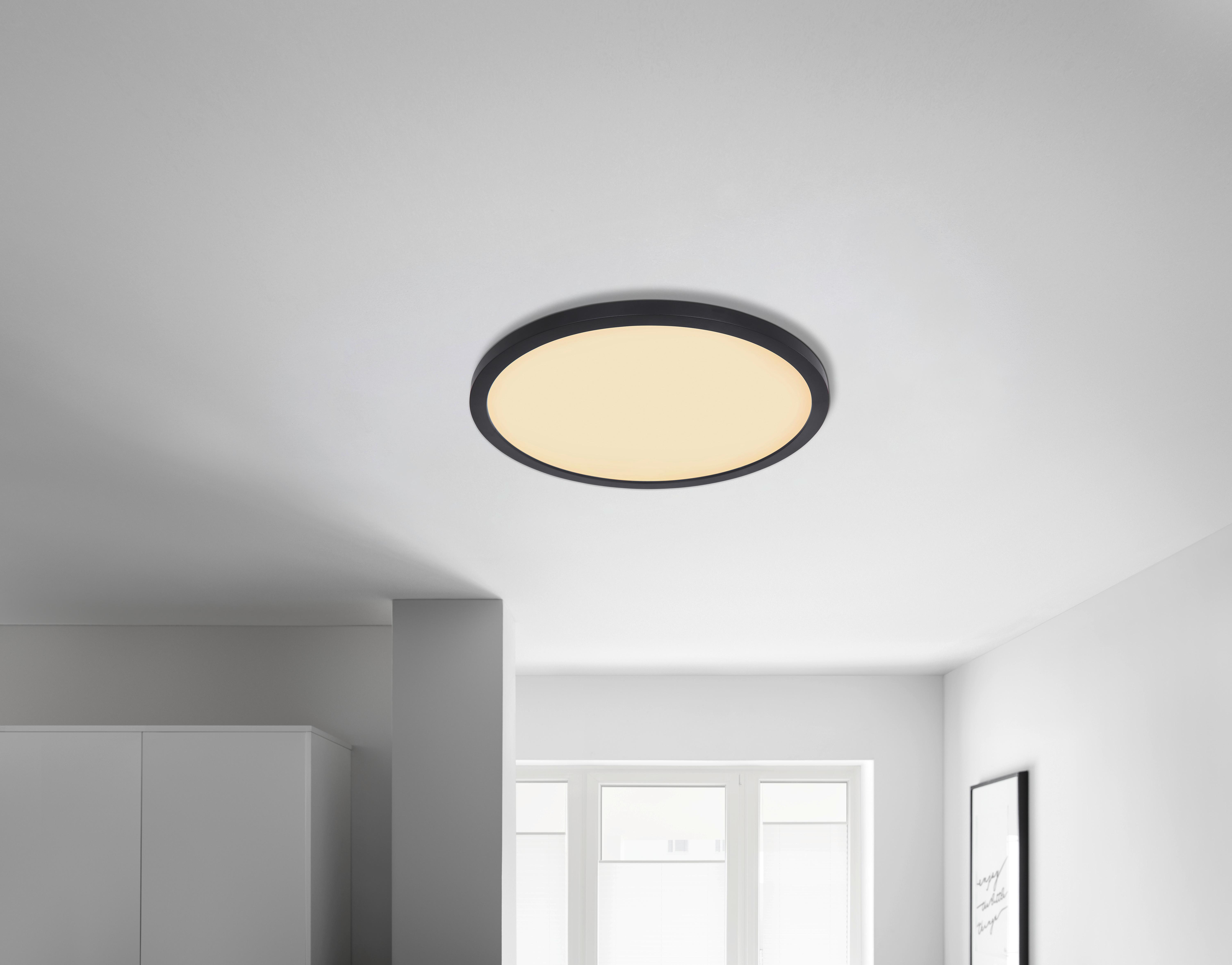 Plafonieră cu LED Ulol - alb/negru, Konventionell, plastic (29,4/2,5cm) - Mömax