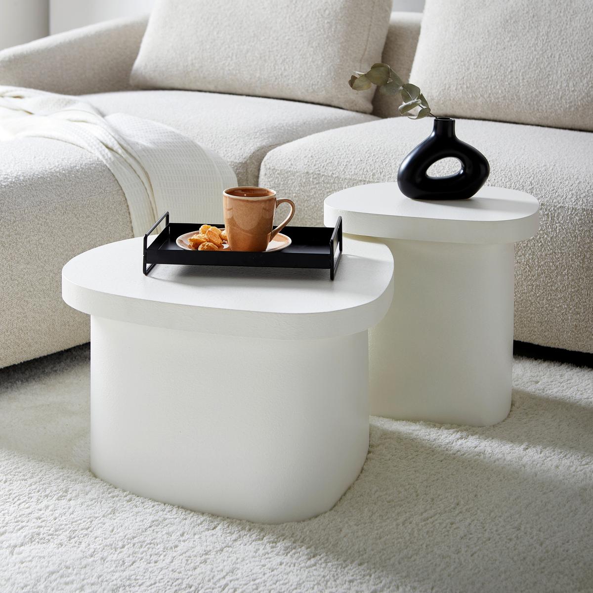 ZESTAW STOLIKÓW KAWOWYCH STELLA -TREND- - biały, Romantik / Landhaus, materiał drewnopochodny (60/40/35/40/55/34cm) - Premium Living