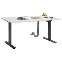 Schreibtisch höhenverstellbar in Weiss/Anthrazit - Weiss/Anthrazit, Modern (150/76 - 120/80cm) - Mömax