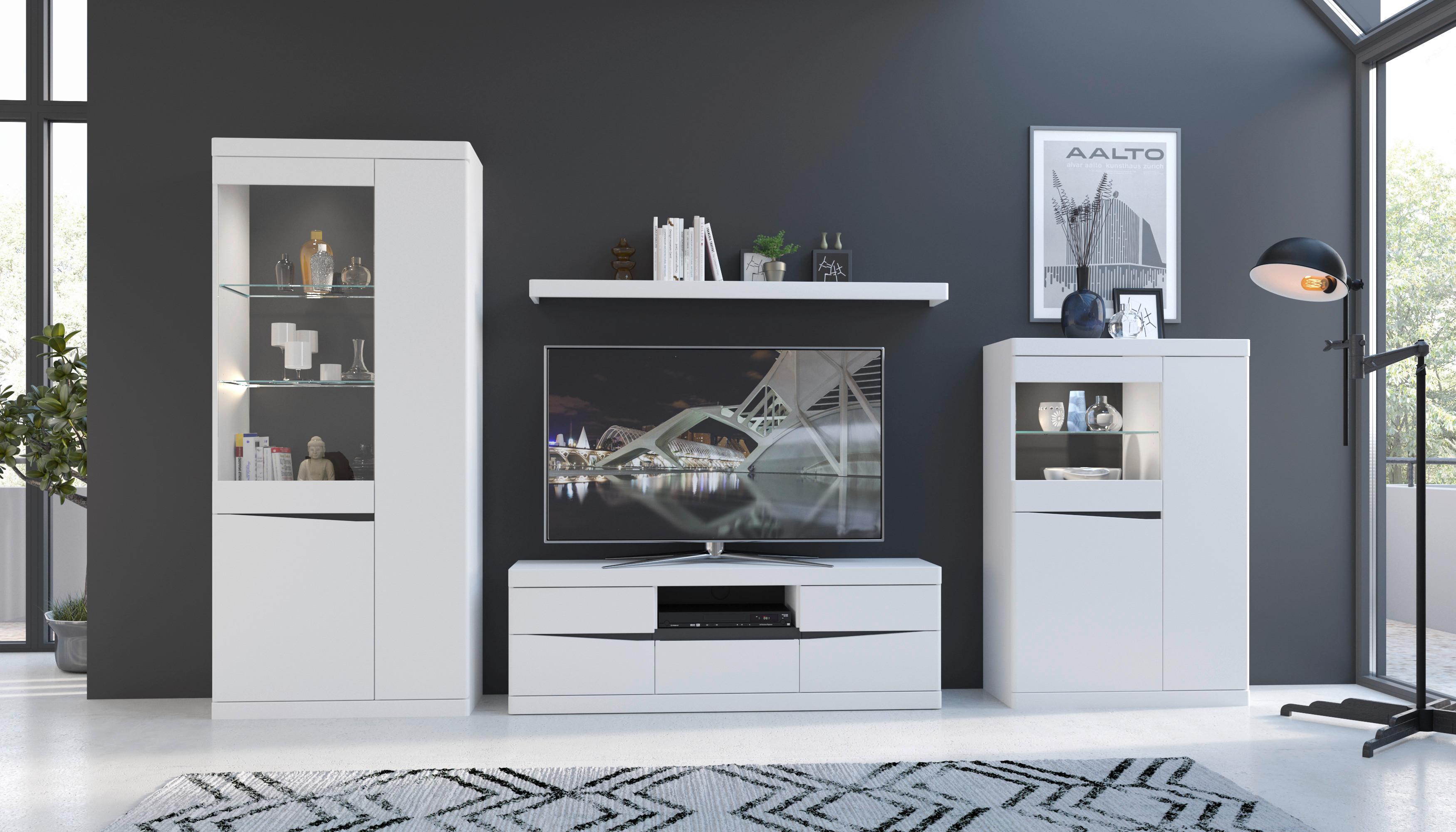 Zidna Polica Turino Neo - bijela, Trend, drvni materijal (150/6/25cm) - Modern Living
