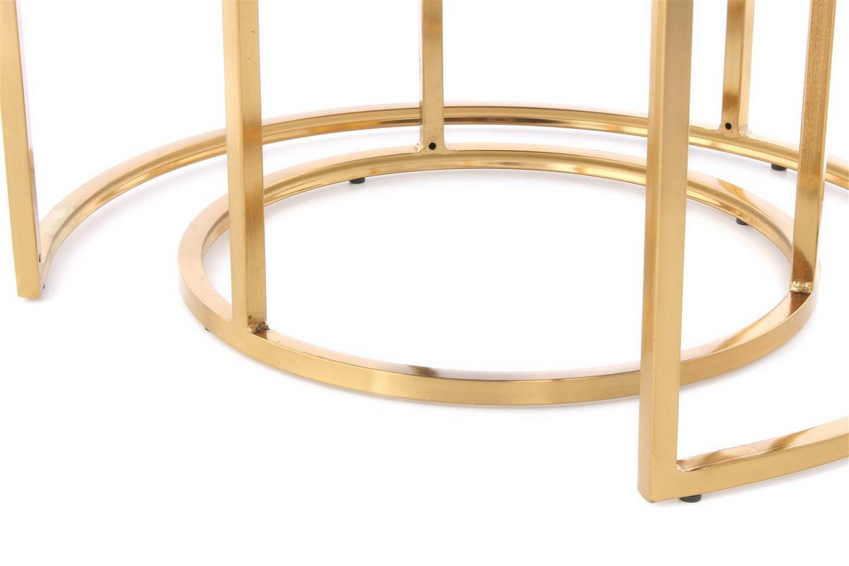 Hockerset Becky 800 - Taupe/Goldfarben, Design, Textil/Metall (40-60/32-41cm) - Kayoom