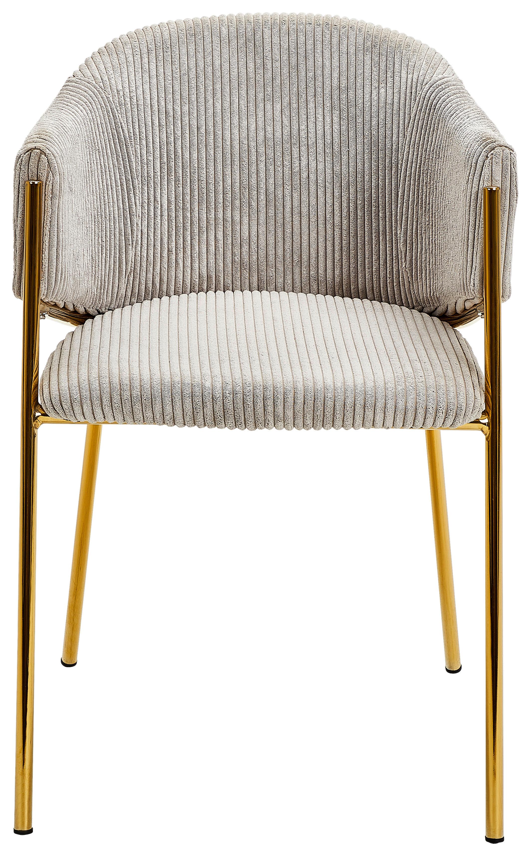 KRZESŁO Z PODŁOKIETNIKAMI FABIEN    -AMBIA HOME- - jasnoszary/kolor złoty, Design, metal/tkanina (53/78/61cm) - Ambia Home