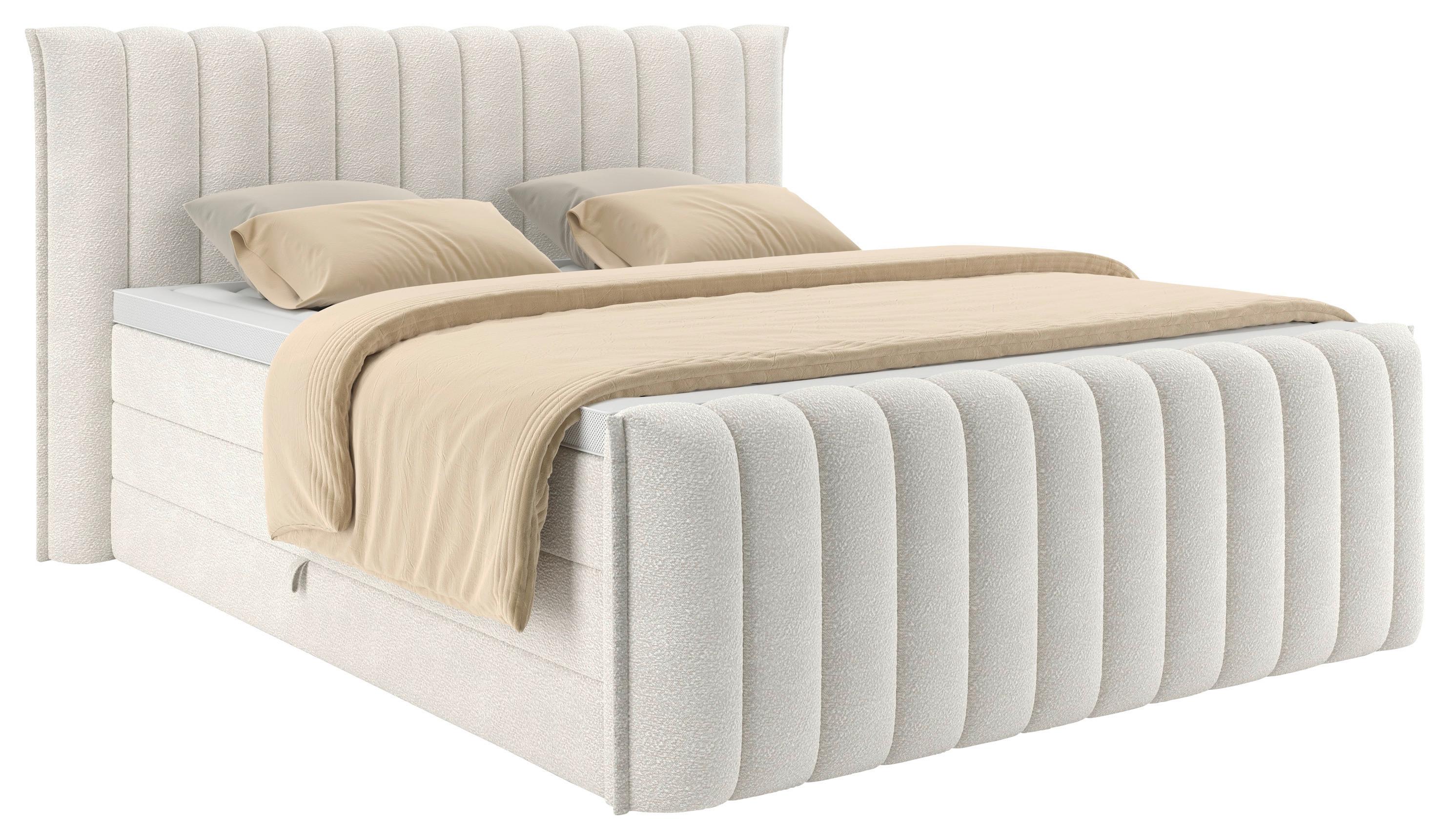 Boxspring Krevet Lina - krem, Konvencionalno, drvni materijal/drvo (160/200cm) - Premium Living