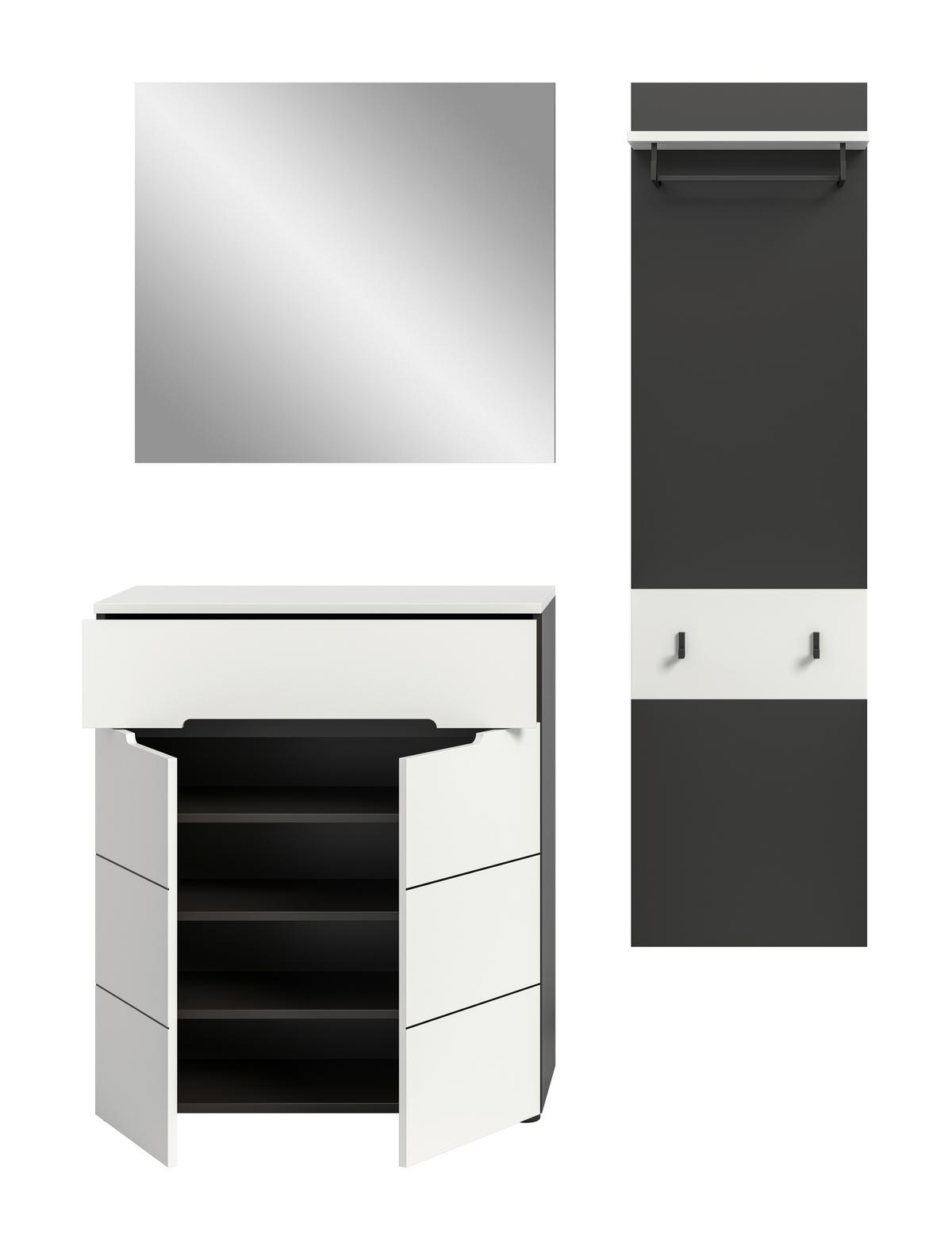 Predsoba Canu, Bela, Siva, 3-Delna - bela, Design, leseni material (140/190/37cm) - Livetastic