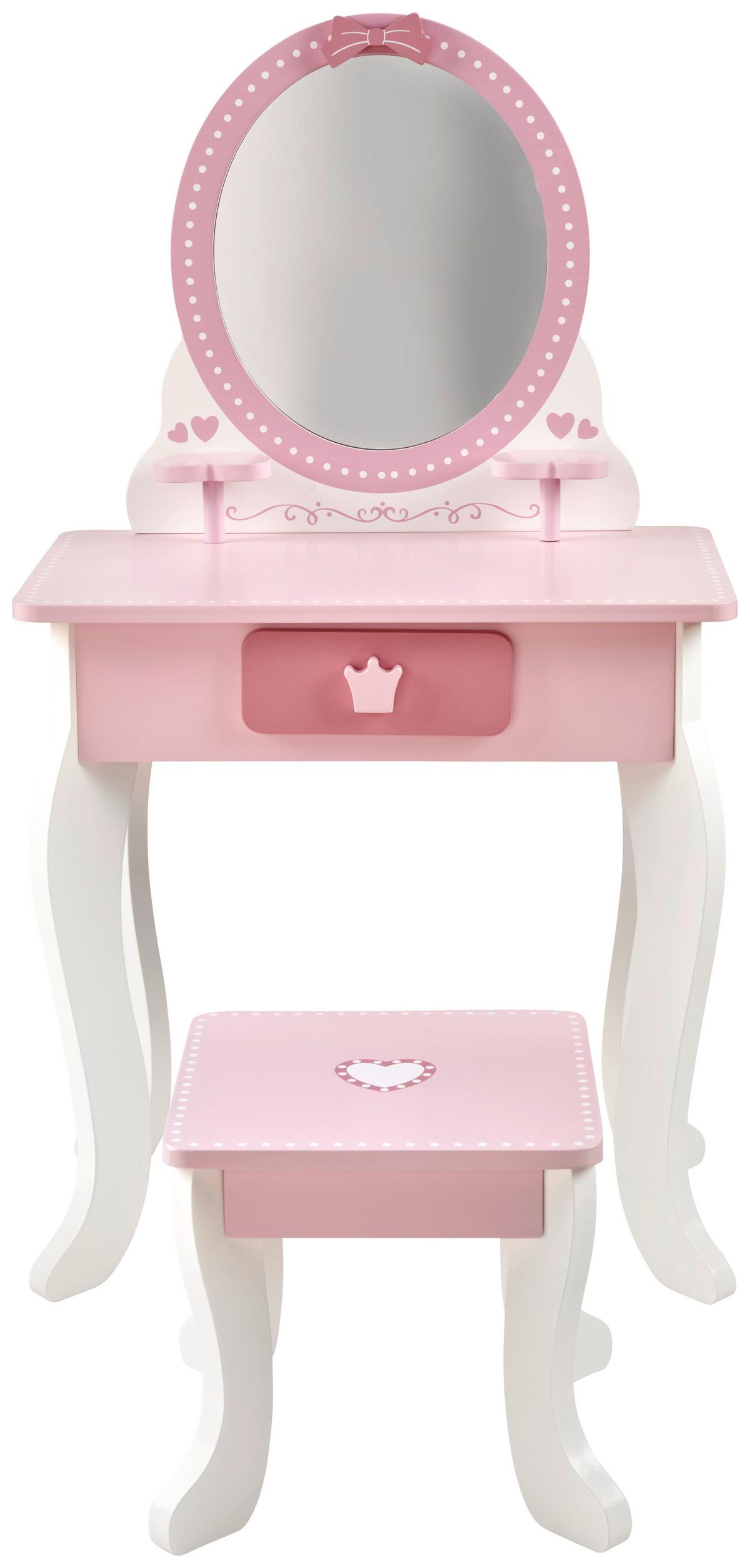 TOALETKA SWEET - różowy/biały, Basics, materiał drewnopochodny/tworzywo sztuczne (48/29/87cm) - My Baby Lou