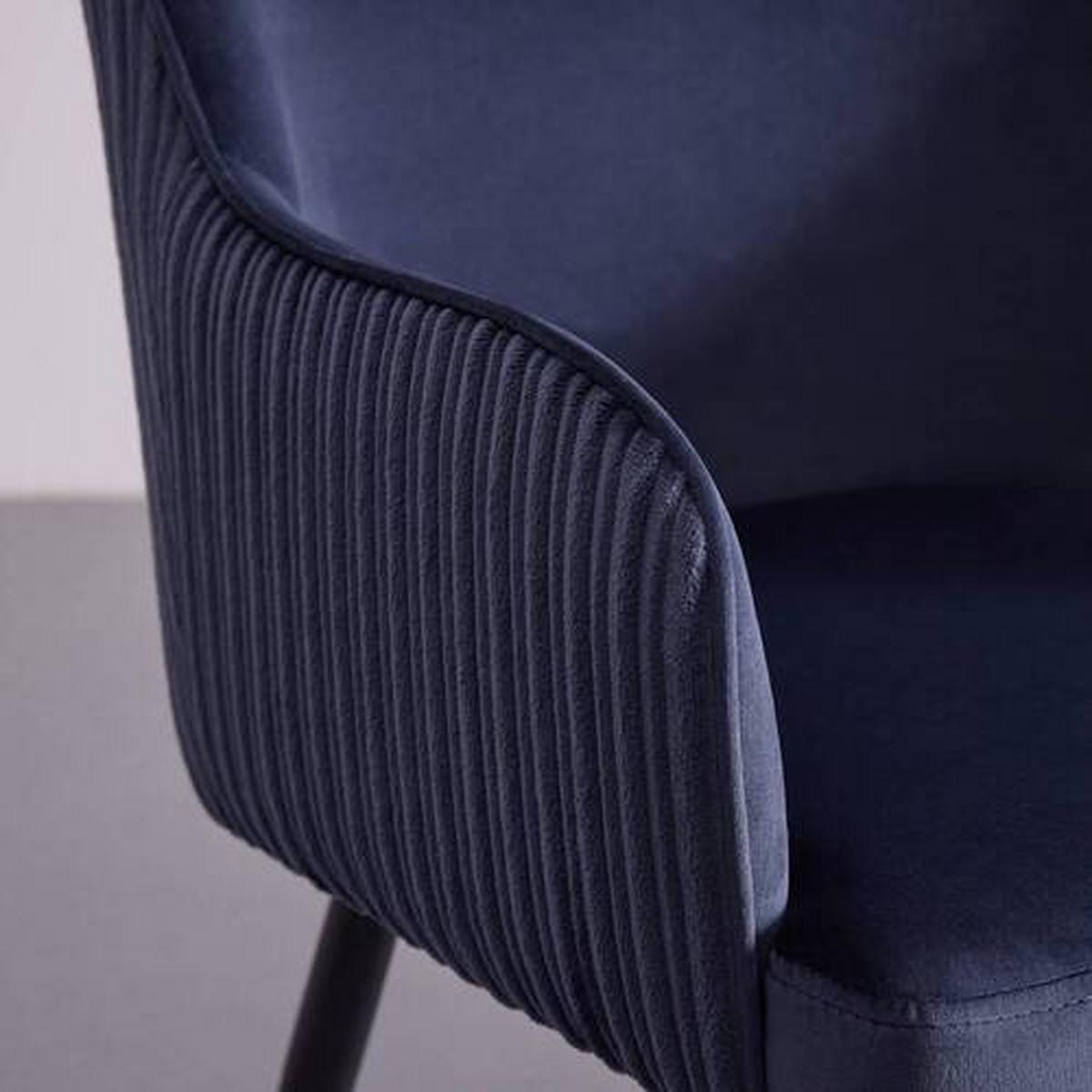 Armlehnstuhl Caria Blau Samt Gepolstert - Blau/Schwarz, MODERN, Holz/Textil (57/89/60cm) - Bessagi Home