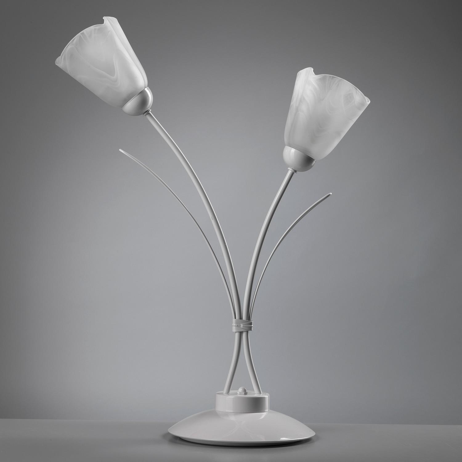 Nachttischleuchte Antron Weiß max. 6 Watt - Weiß, KONVENTIONELL, Glas/Metall (42/60cm)