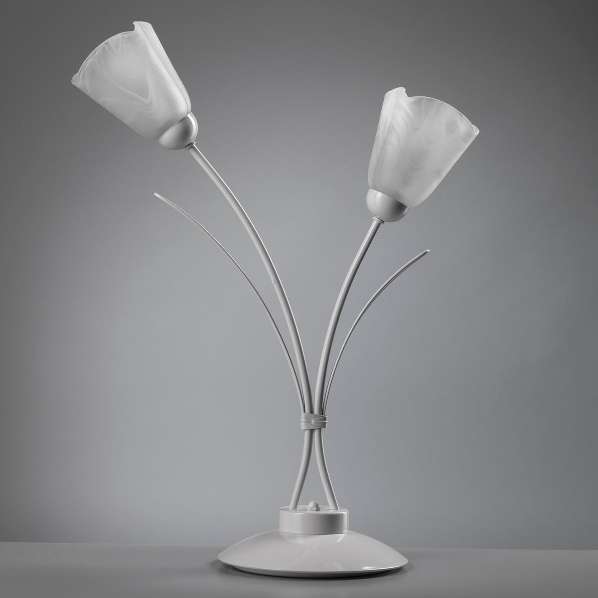 Nachttischleuchte Antron Weiß max. 6 Watt - Weiß, KONVENTIONELL, Glas/Metall (42/60cm)