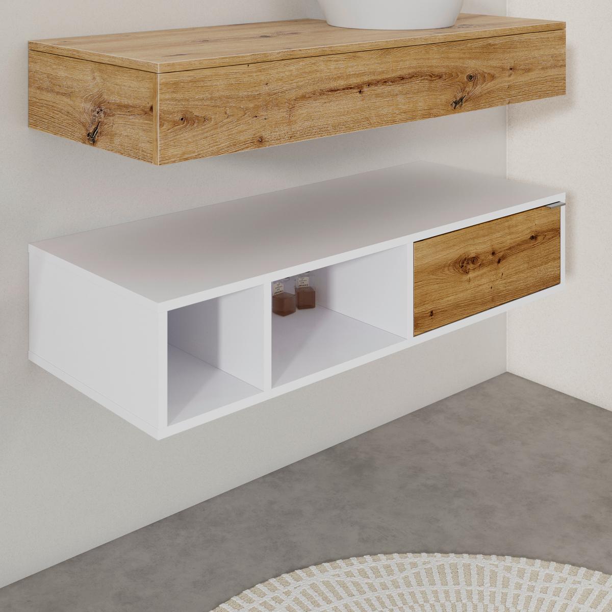 Badezimmer Wick 5 Tlg. Naturfarben/Weiß - Alufarben/Naturfarben, MODERN, Glas/Keramik - Bessagi Home