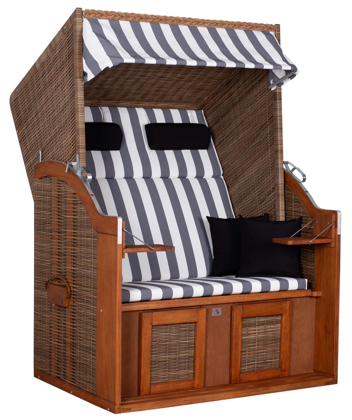 Strandkorb Pure Pinie/Grau/Weiß - Braun, LIFESTYLE, Holz/Textil (120/160/80cm)