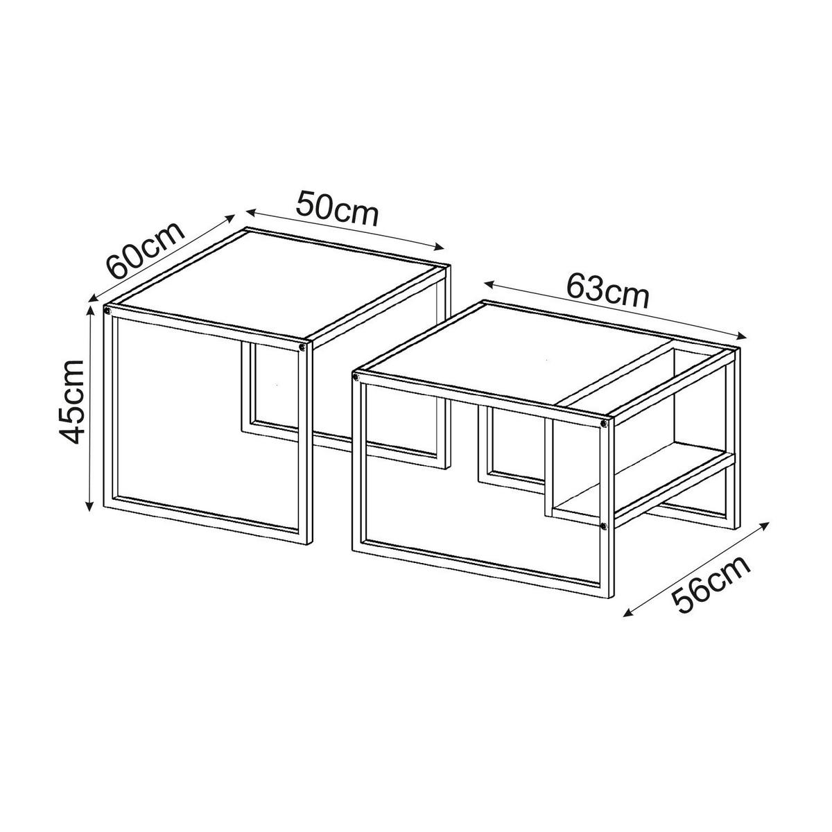 COUCHTISCHSET BATI COUCHTISCH - Beige/Schwarz, Design, Holzwerkstoff/Metall - Livetastic