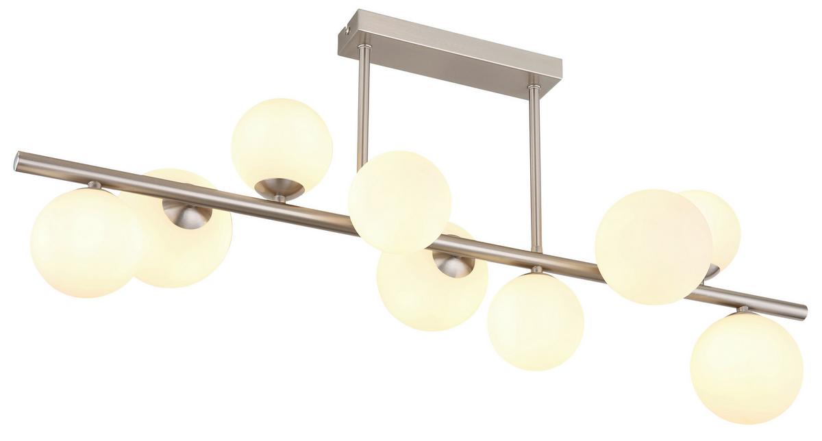 LED-DECKENLEUCHTE 56140-9D - Opal/Nickelfarben, Konventionell, Glas/Metall (87/28/37cm) - Globo
