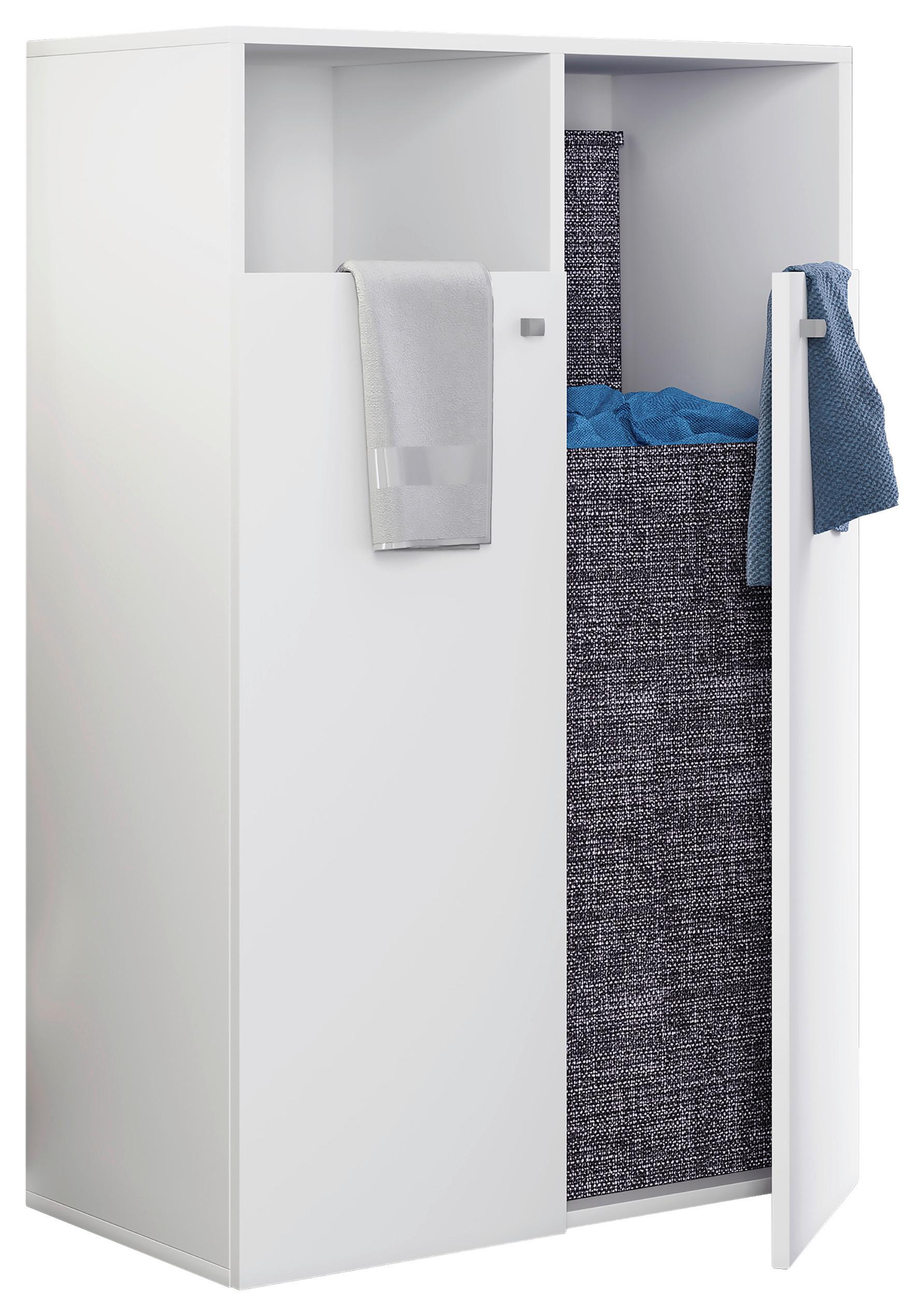 Wäscheschrank KLIDAS XL Weiß ca. 80x110x39 cm - Weiß/Grau, MODERN, Holzwerkstoff/Kunststoff (80/110/39cm) - MID.YOU