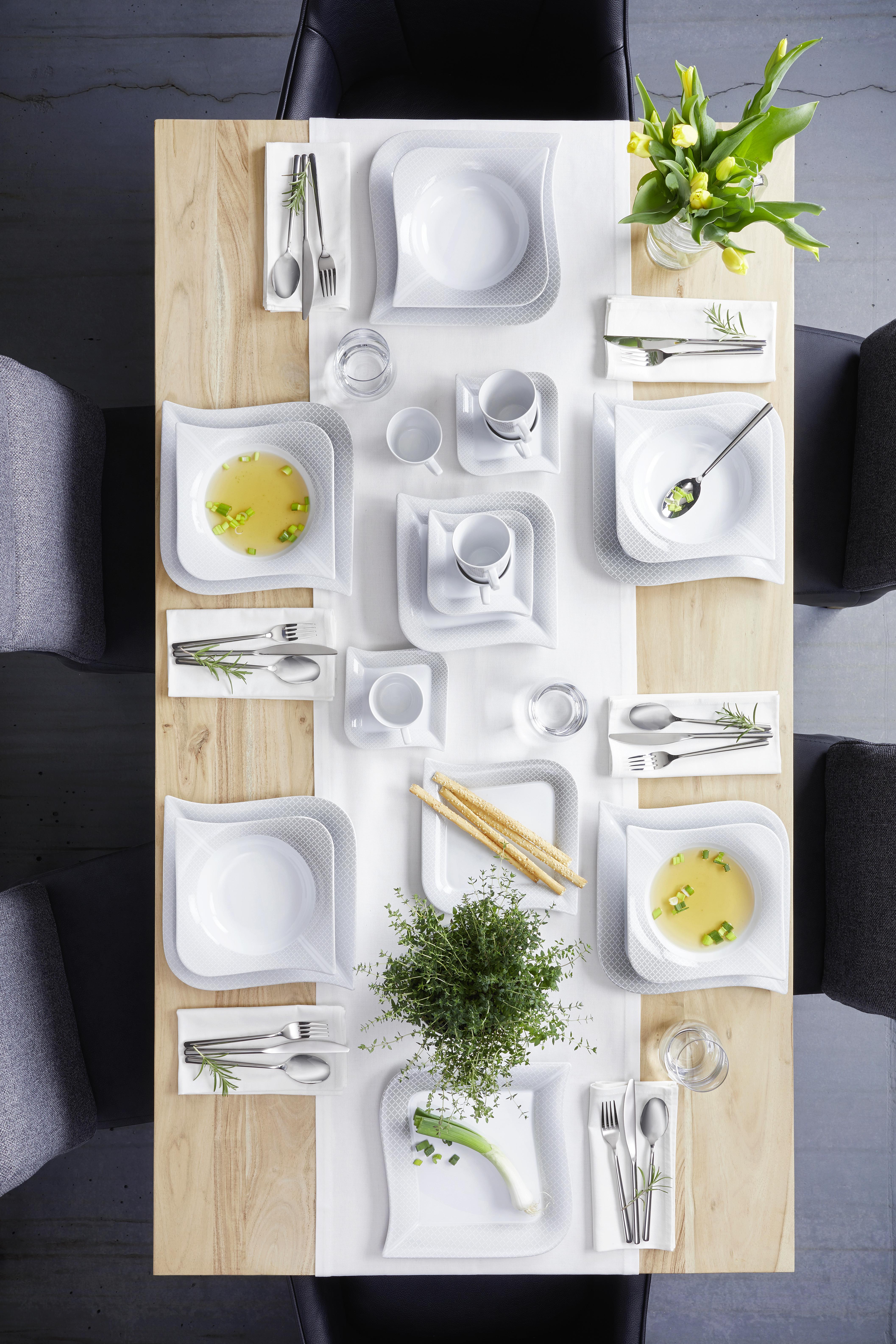 Kombi Servis Moonlight - bijela/siva, keramika (36/33/28,5cm) - Premium Living