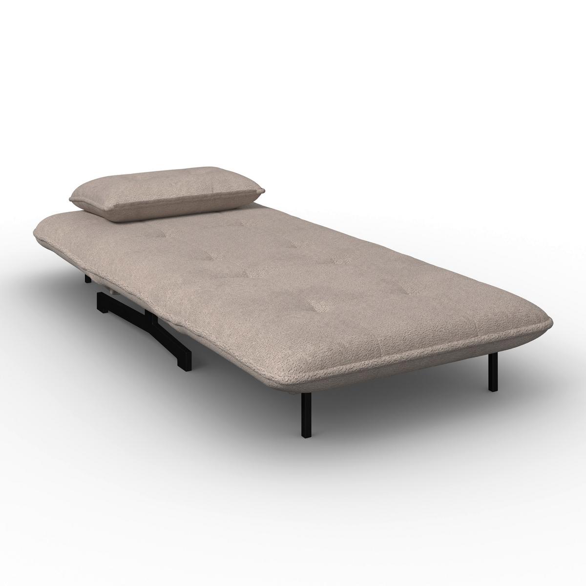 Schlafsessel Luna Bouclé Beige - Beige/Schwarz, MODERN, Textil/Metall (92/40/66cm) - Bessagi Home