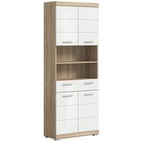 Hochschrank Lambada ca. 74x191 cm Sonom Eiche/Weiß - Weiß Hochglanz/Silberfarben, MODERN, Holzwerkstoff/Kunststoff (74/191/31cm) - MID.YOU