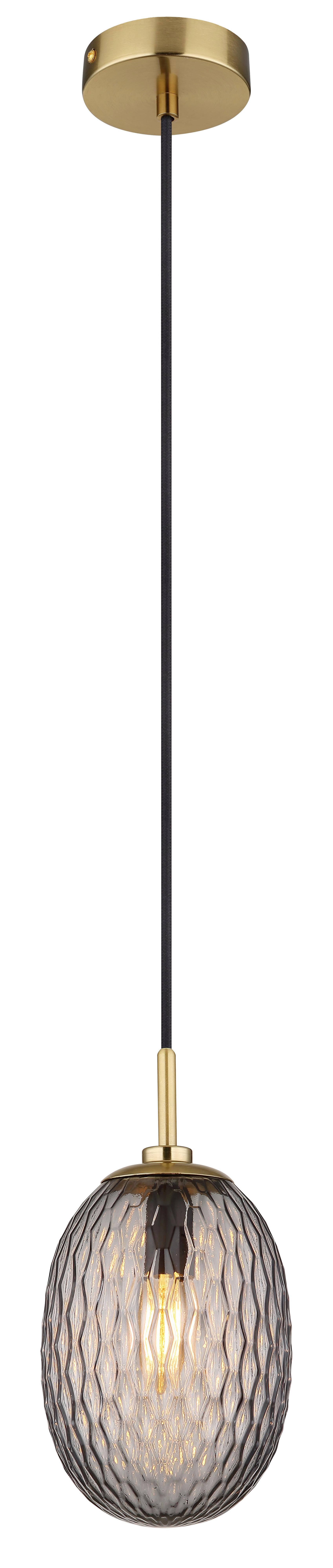 HÄNGELEUCHTE 15899H1 - Goldfarben/Schwarz, Basics, Glas/Textil (15/120cm) - Globo