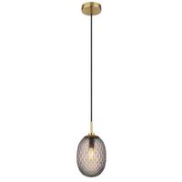 HÄNGELEUCHTE 15899H1 - Goldfarben/Schwarz, Basics, Glas/Textil (15/120cm) - Globo