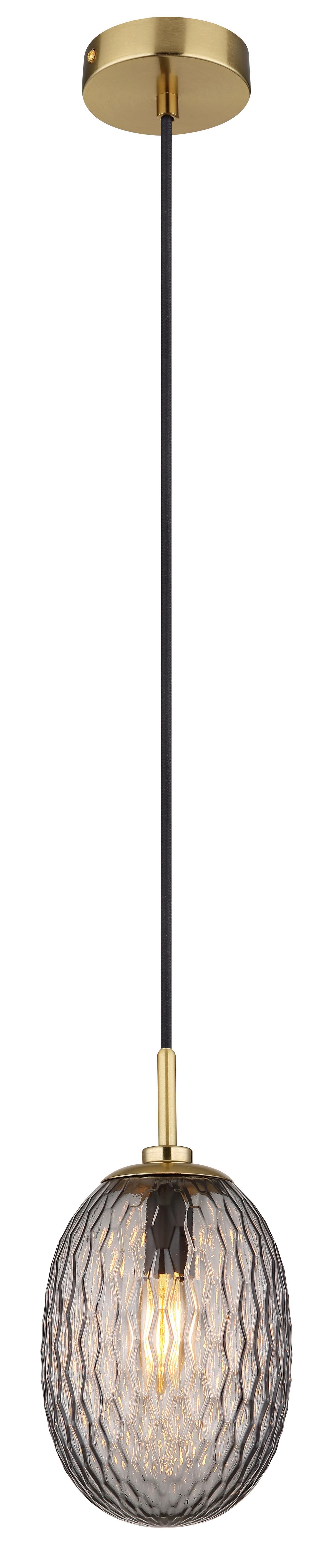 HÄNGELEUCHTE 15899H1 - Goldfarben/Schwarz, Basics, Glas/Textil (15/120cm) - Globo