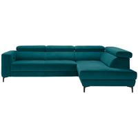Ecksofa Emma rechts Petrol - Petrol/Schwarz, MODERN, Textil (301/210cm) - Premium Living