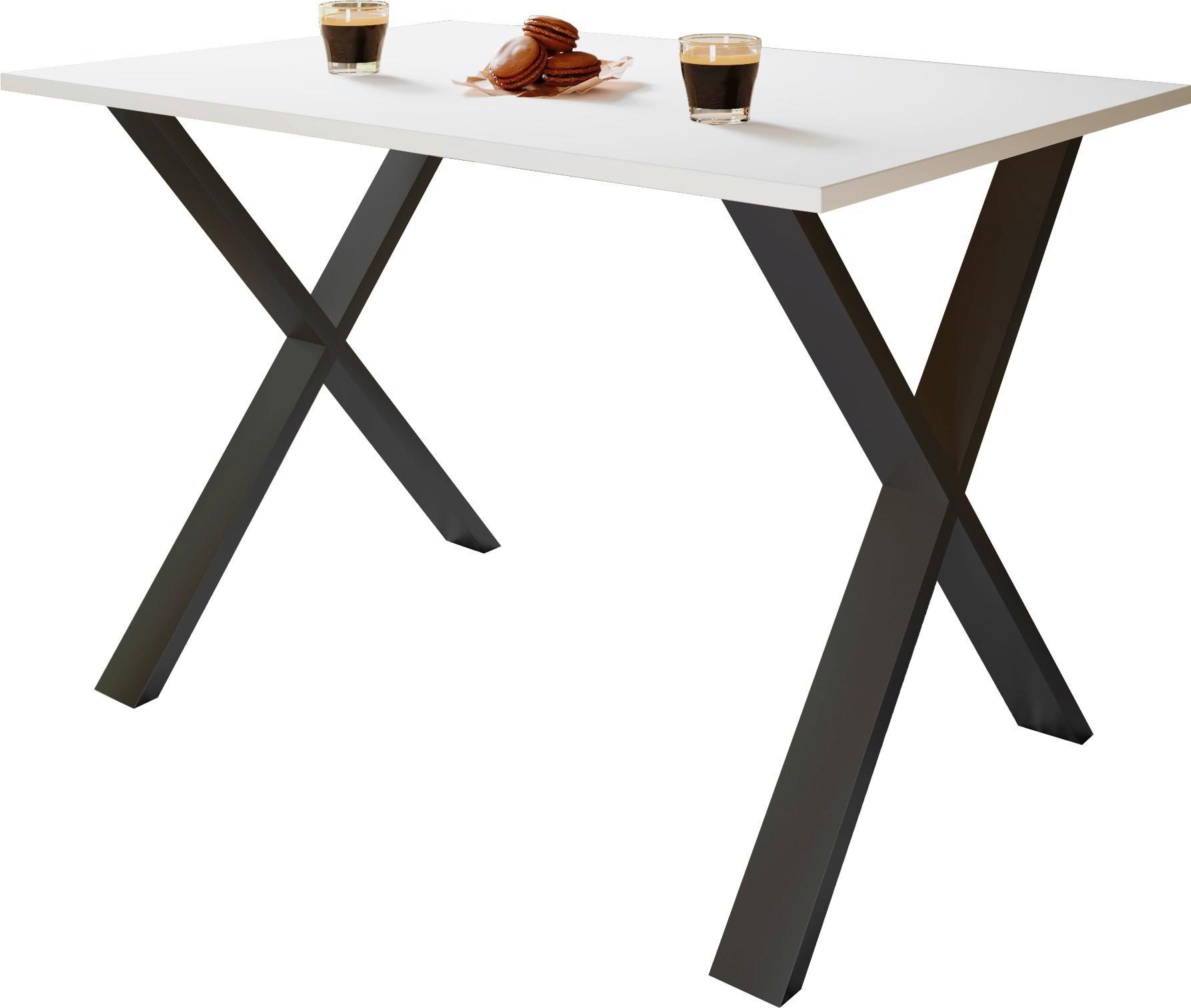 Schreibtisch Lona - Weiss/Schwarz, Design (160/80/76cm) - MID.YOU