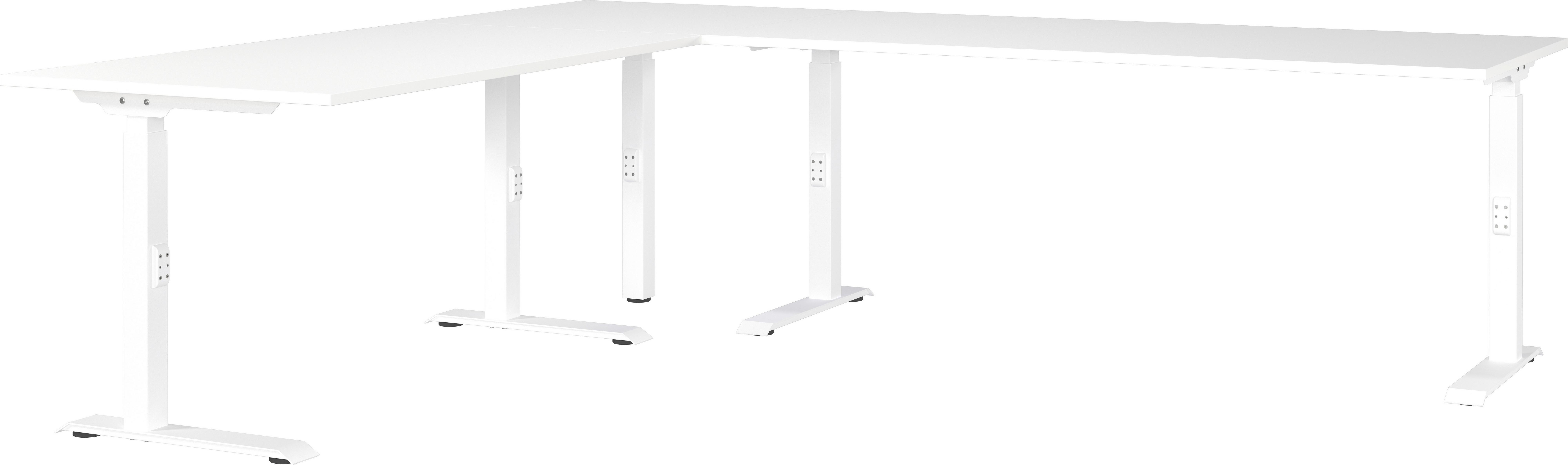 Eckschreibtisch Ribera in Weiss - Weiss, Modern, Holzwerkstoff/Metall (260/68-91/220cm) - Premium Living