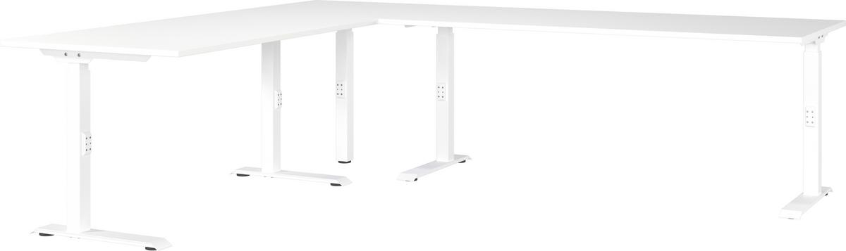 bureau d'angle in Weiss - blanc, Modern, métal/matériau de bois (260/68-91/220cm) - Premium Living