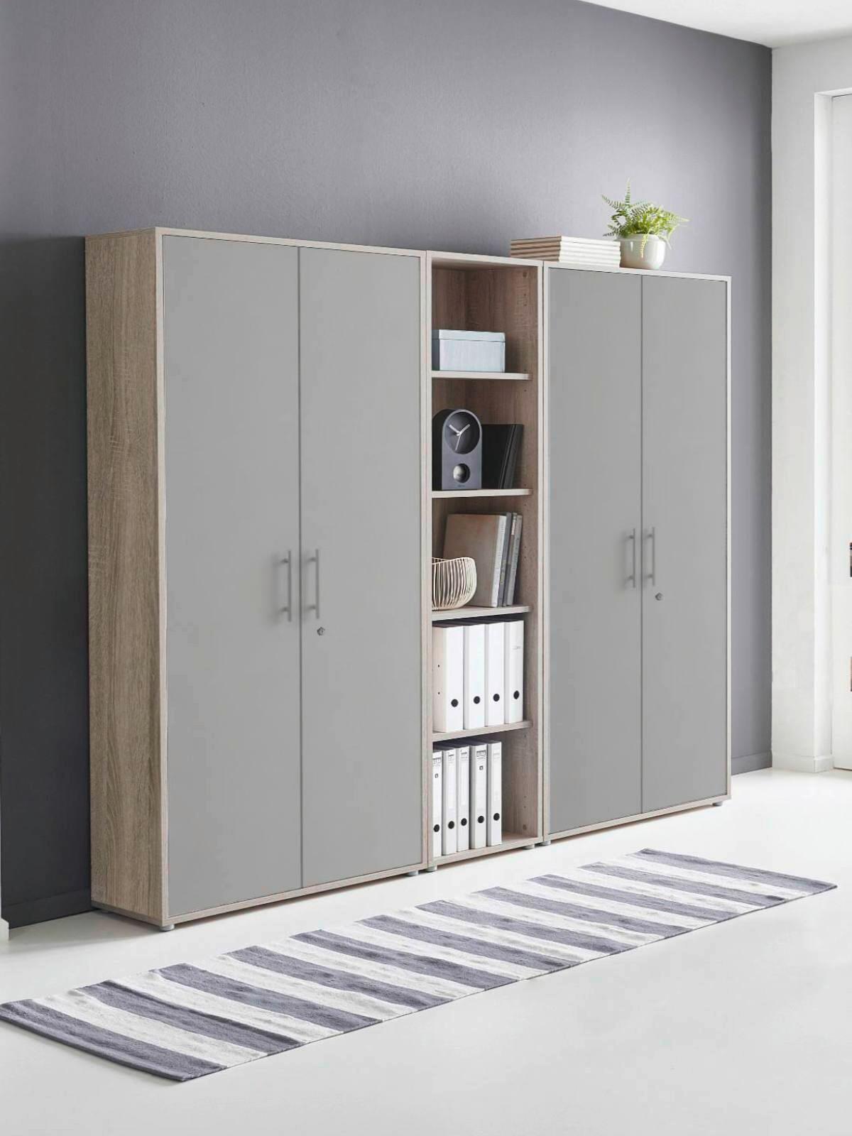 AKTENSCHRANK OFFICE EDITION - SW SET 10 - Eichefarben/Hellgrau, MODERN, Holzwerkstoff (212,9/185,6/33cm) - MID.YOU