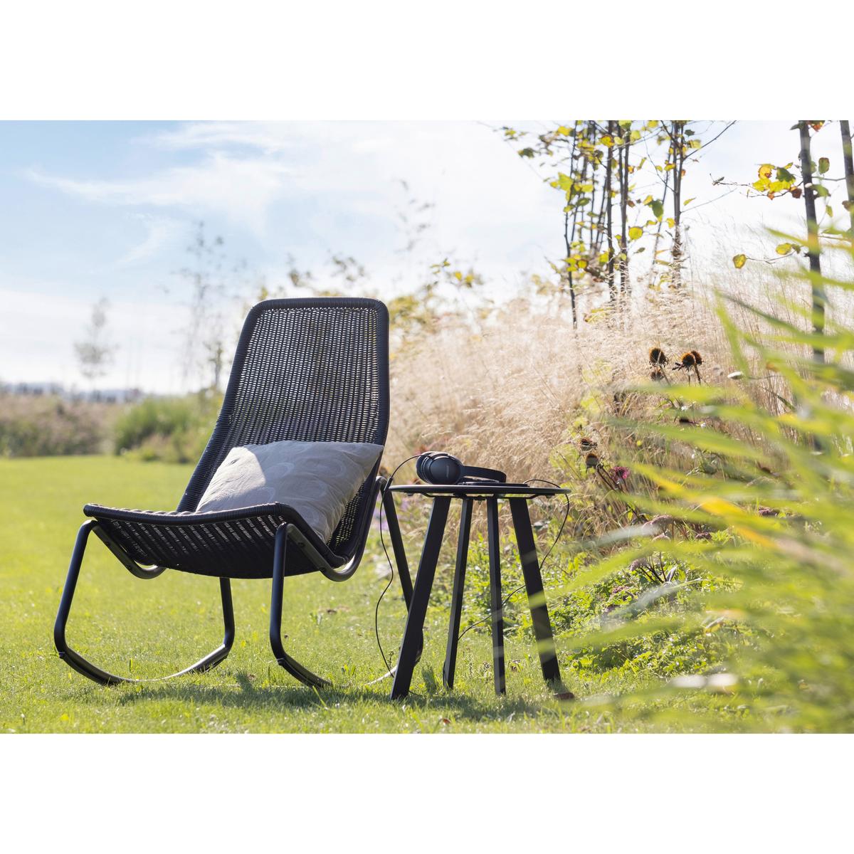 Schaukelstuhl Tom Schwarz - Schwarz, Design, Textil/Metall (51/97/95cm) - Gardenson