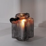 Windlicht Malin Ø/h ca. 14/16 cm - Hellgrau, MODERN, Glas (14/16cm) - Mömax modern living