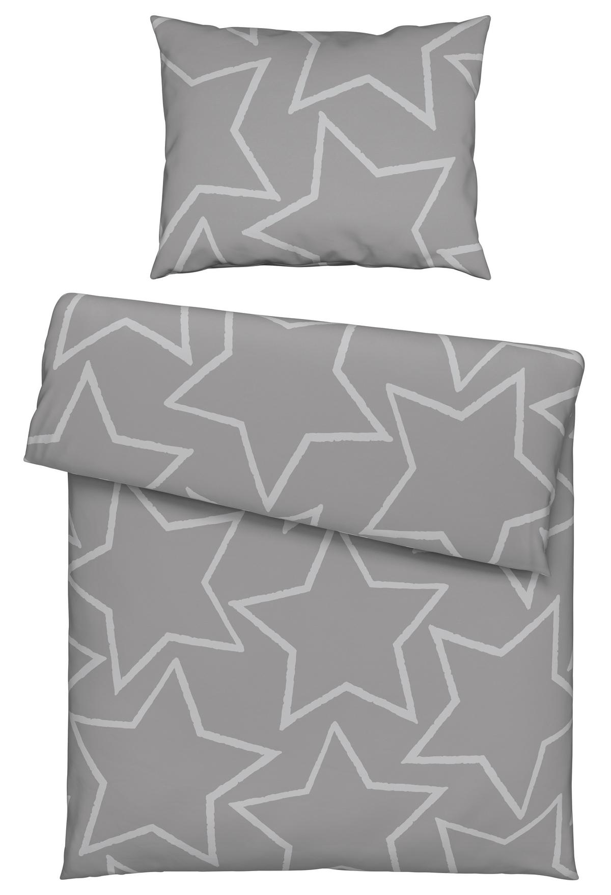 BETTWÄSCHESET BIG STAR - Hellgrau, Textil (160/210cm) - Modern Living