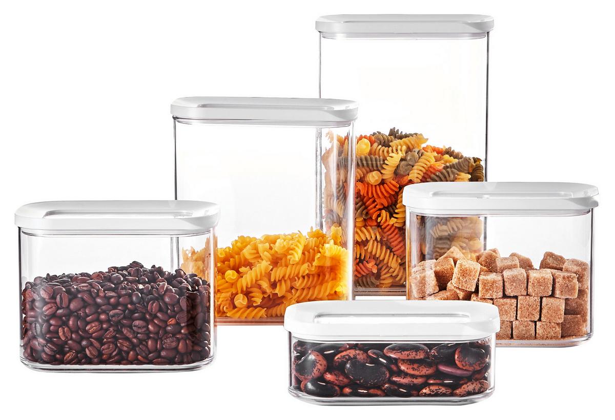 ZESTAW POJEMNIKÓW KUCHENNYCH 106994030600 - przejrzysty/biały, Basics, tworzywo sztuczne (14,7/27,5/23cm) - Mepal