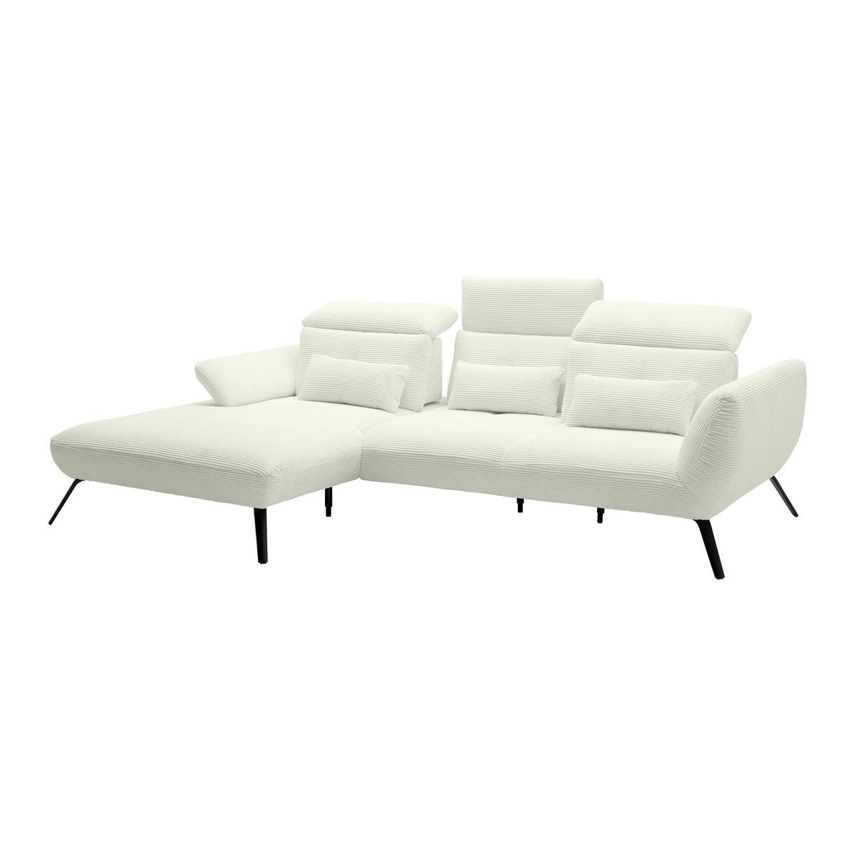 Wohnlandschaft Seattle Creme - Creme/Schwarz, MODERN, Holzwerkstoff/Textil (196/301cm) - Premium Living