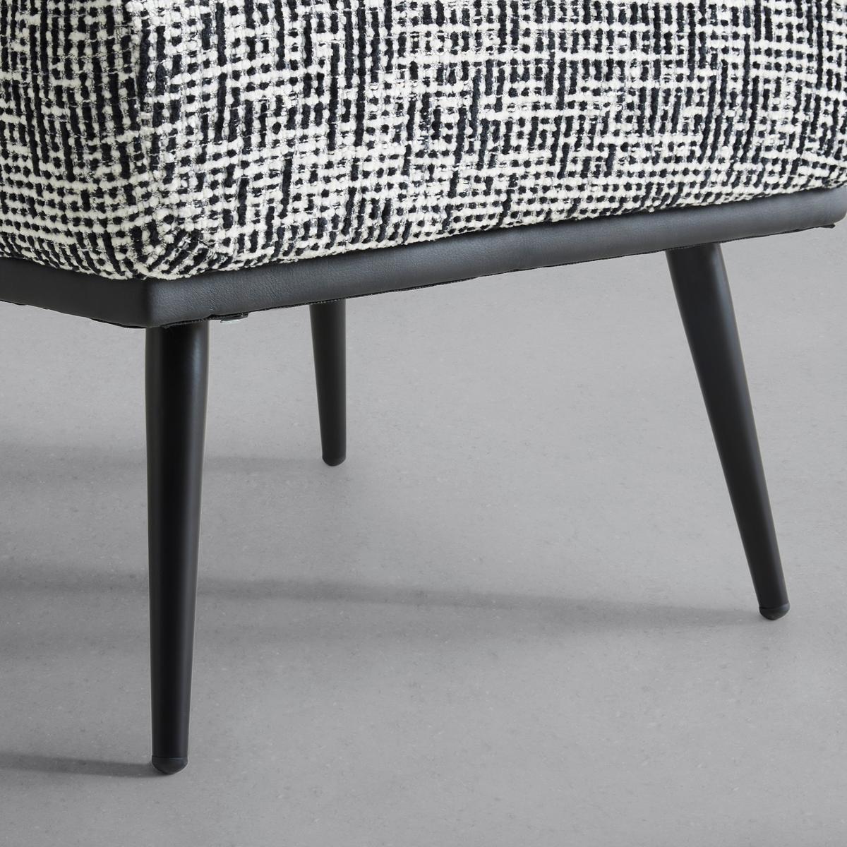 Hocker Somy Chenille Schwarz/Weiß - Schwarz/Weiß, MODERN, Textil/Metall (53/45/58cm) - Premium Living