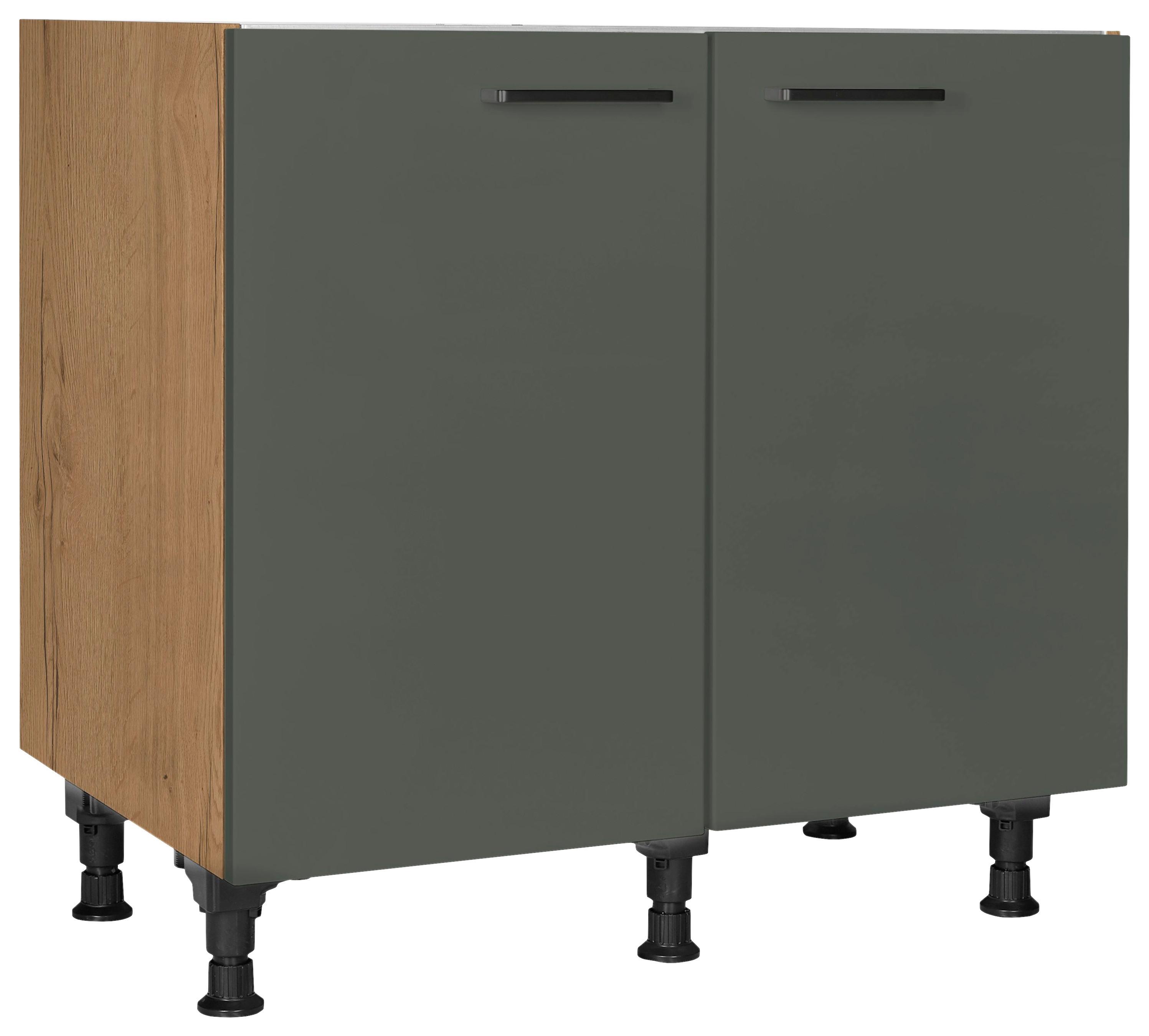 Spülenunterschrank Easytouch Grün - Eichefarben/Schwarz, MODERN, Holzwerkstoff/Metall (90/87/56cm) - Nobilia