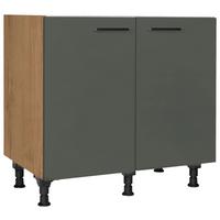 Spülenunterschrank Easytouch Grün - Eichefarben/Schwarz, MODERN, Holzwerkstoff/Metall (90/87/56cm) - Nobilia