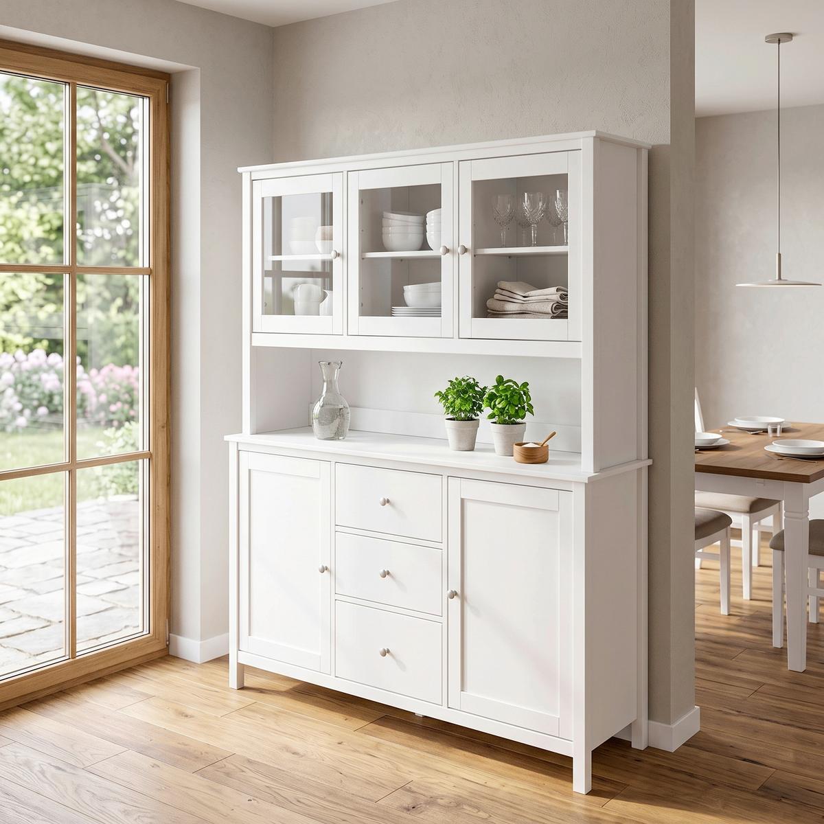 Rátét Tálalószekrényre Chilly Home - ezüstszínű/fehér, Konventionell, fa/fém (160cm)
