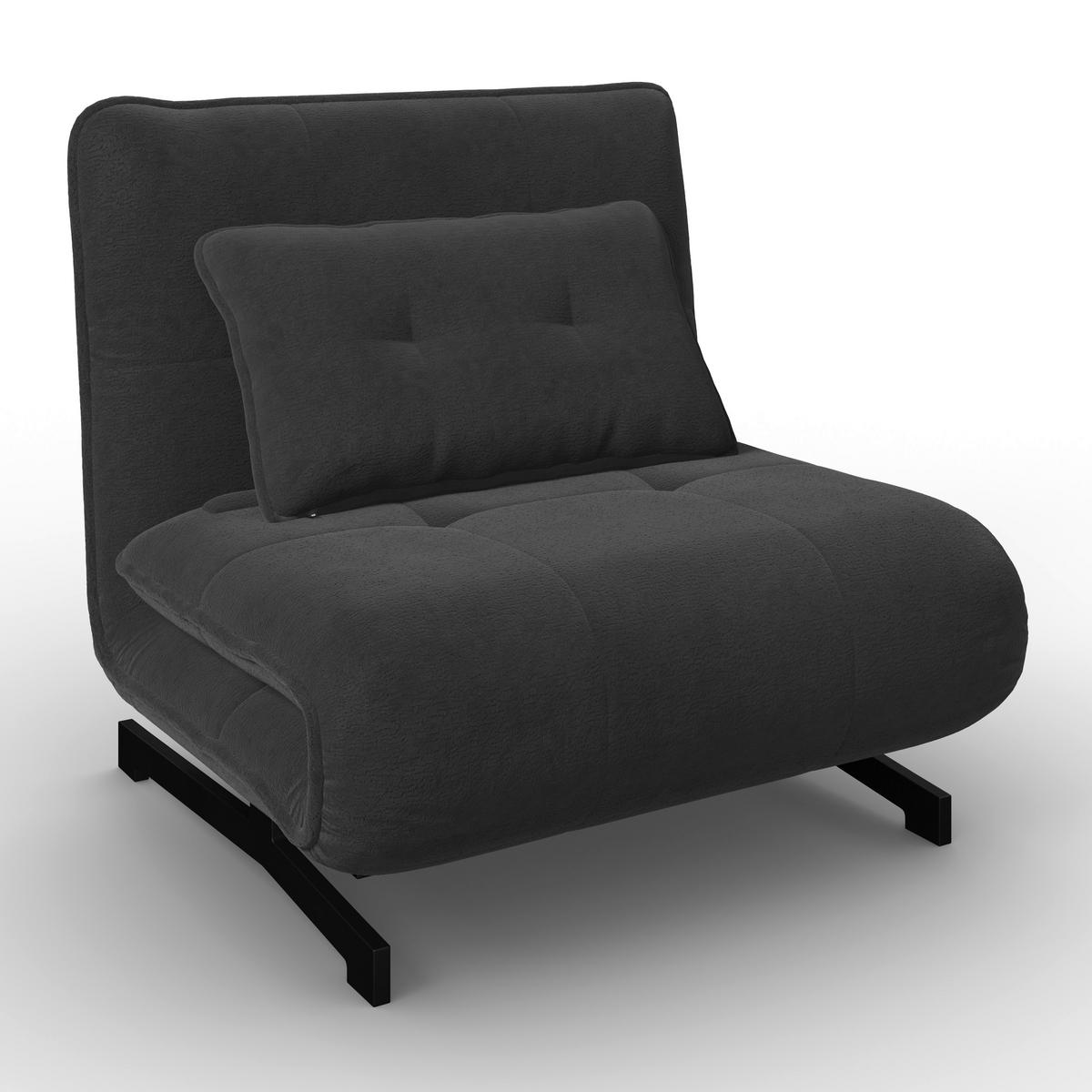 Schlafsessel Luna Bouclé Dunkelgrau - Dunkelgrau/Schwarz, MODERN, Textil/Metall (92/40/66cm) - Bessagi Home