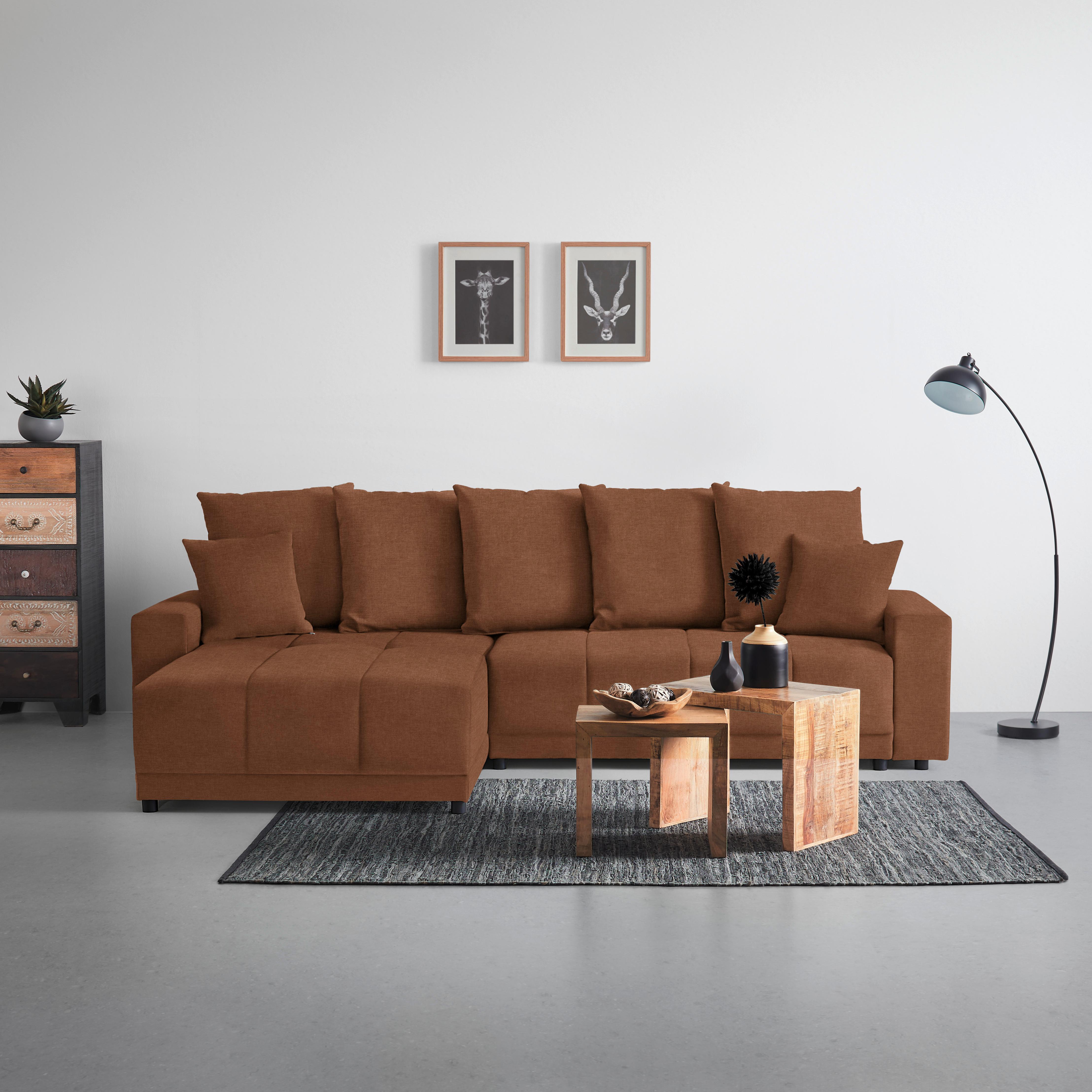Ecksofa Alatri Cognac - Cognac/Schwarz, MODERN, Kunststoff/Textil (289/90/176cm) - Based