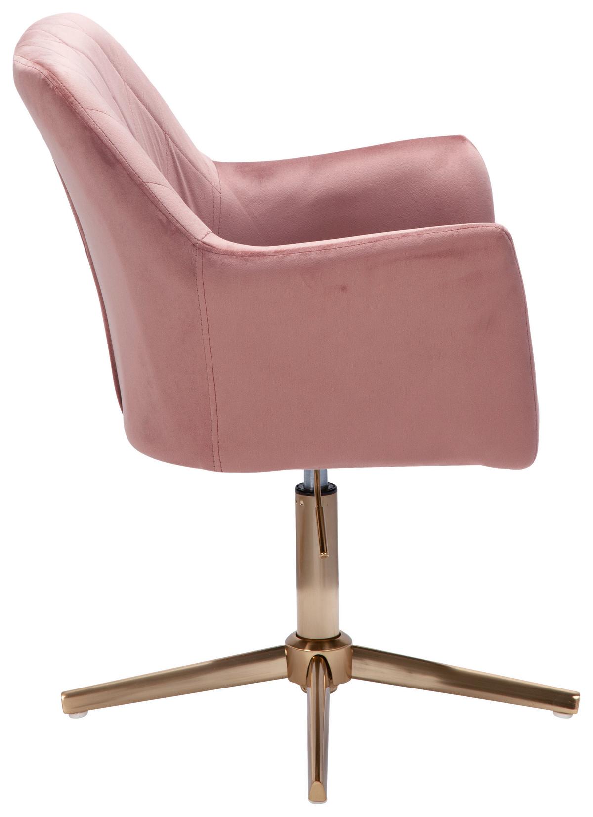 Naslanjač Wl6.306 - zlate barve/roza, Konvencionalno, kovina/tekstil (55/97/55cm) - MID.YOU